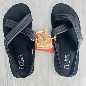 NWT flojos Black Strap flip flop Sandals Kids Size 2